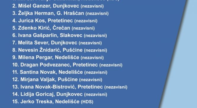 OPĆINA NEDELIŠĆE: LISTA HDS-A ZA OPĆINSKO VIJEĆE